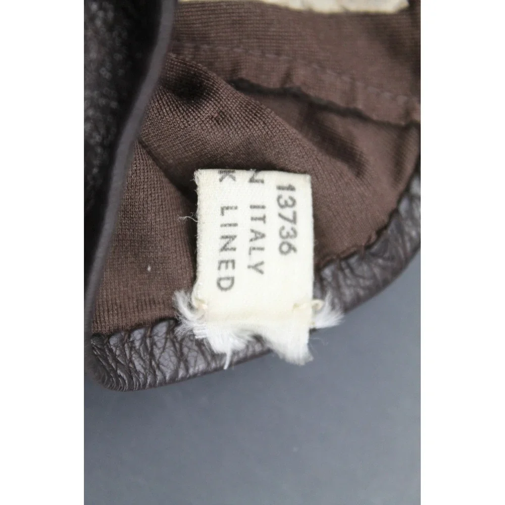 Vintage Brown Leather Gloves Silk Lined Made in Italy Women's